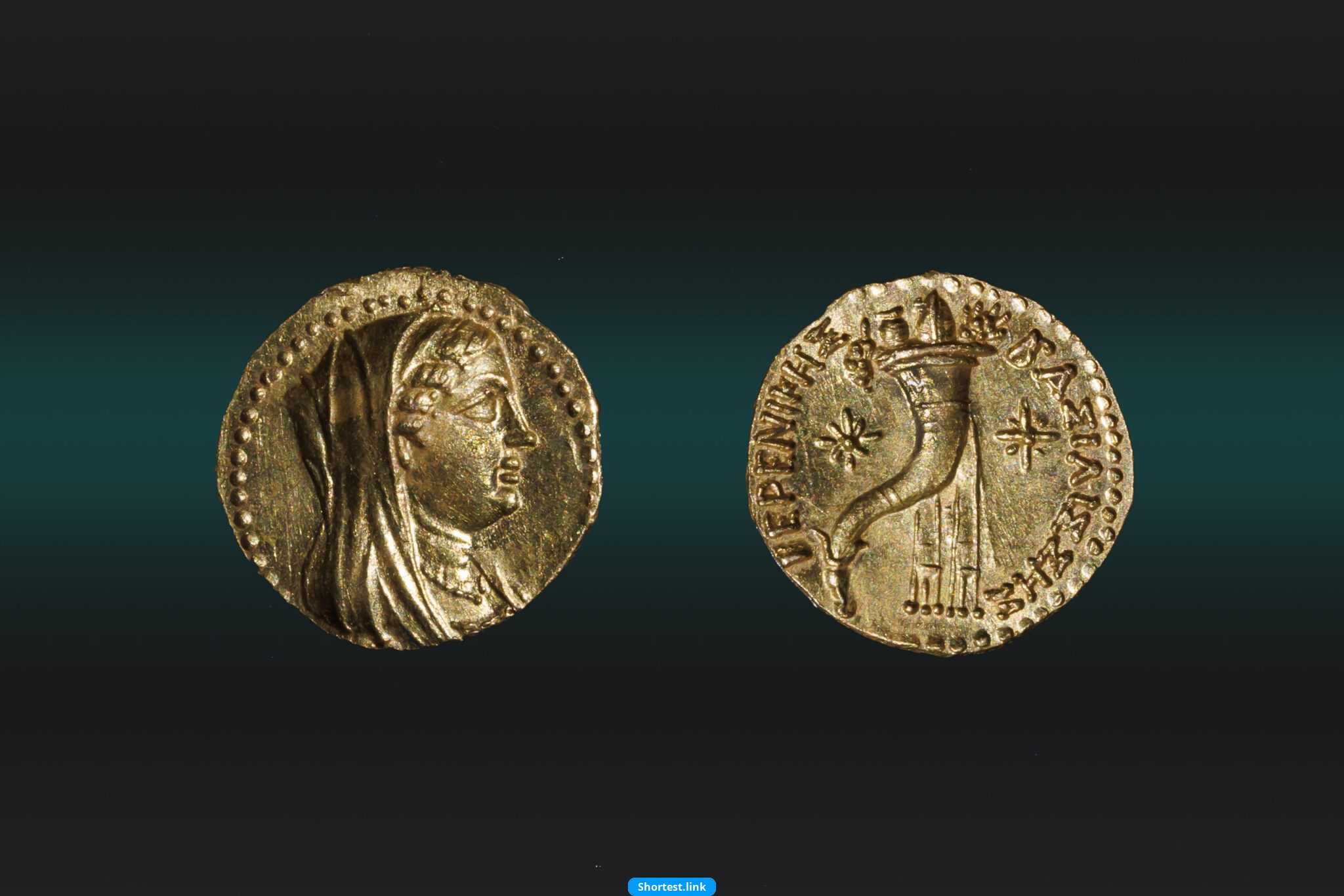 エルサレムで発掘されたクイーンベレニス2世を描いた珍しい金貨